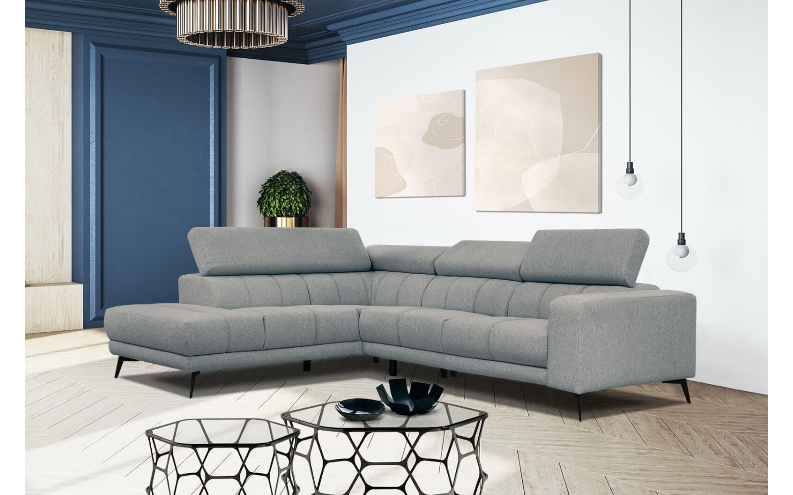 Ecksofa links mit verstellbaren Kopfstützen 5-Sitzer MORELLO