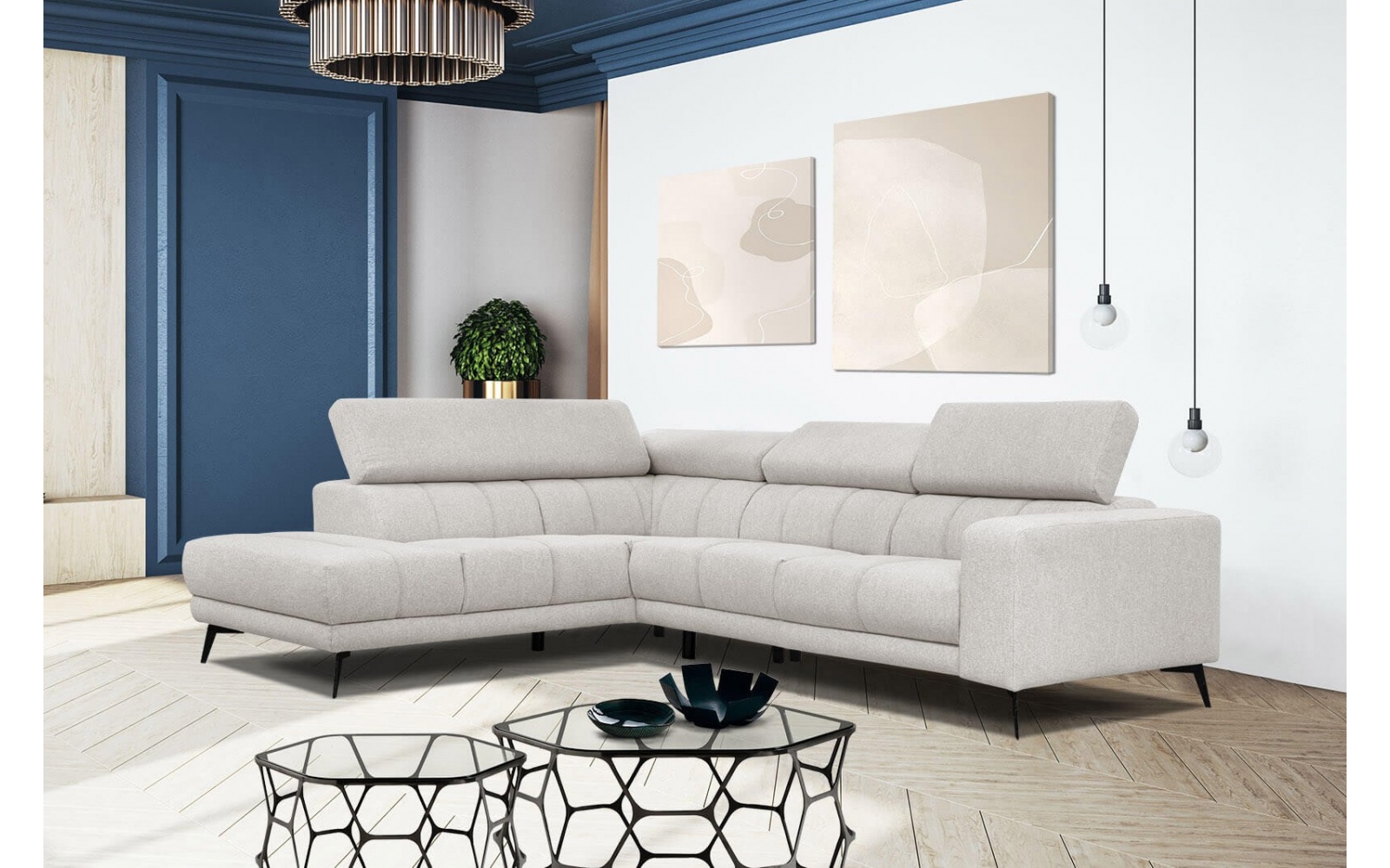 Ecksofa links mit verstellbaren Kopfstützen 5-Sitzer MORELLO