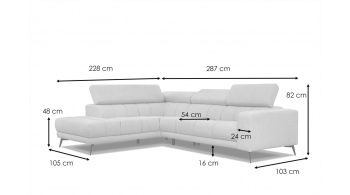 Ecksofa links mit verstellbaren Kopfstützen 5-Sitzer MORELLO