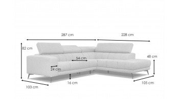 Ecksofa rechts mit verstellbaren Kopfstützen 5-Sitzer MORELLO