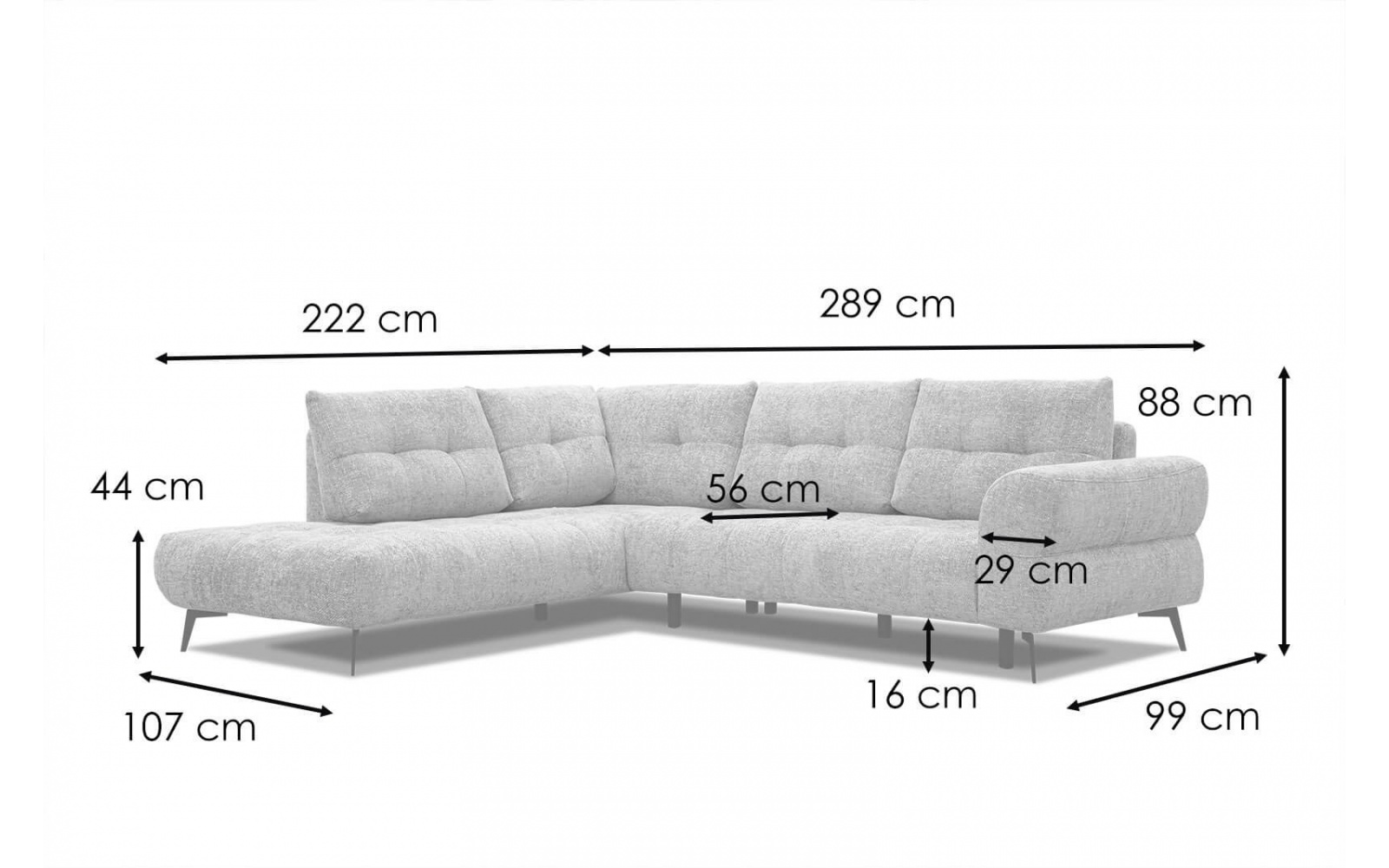 Ecksofa links 5-Sitzer SALVINI