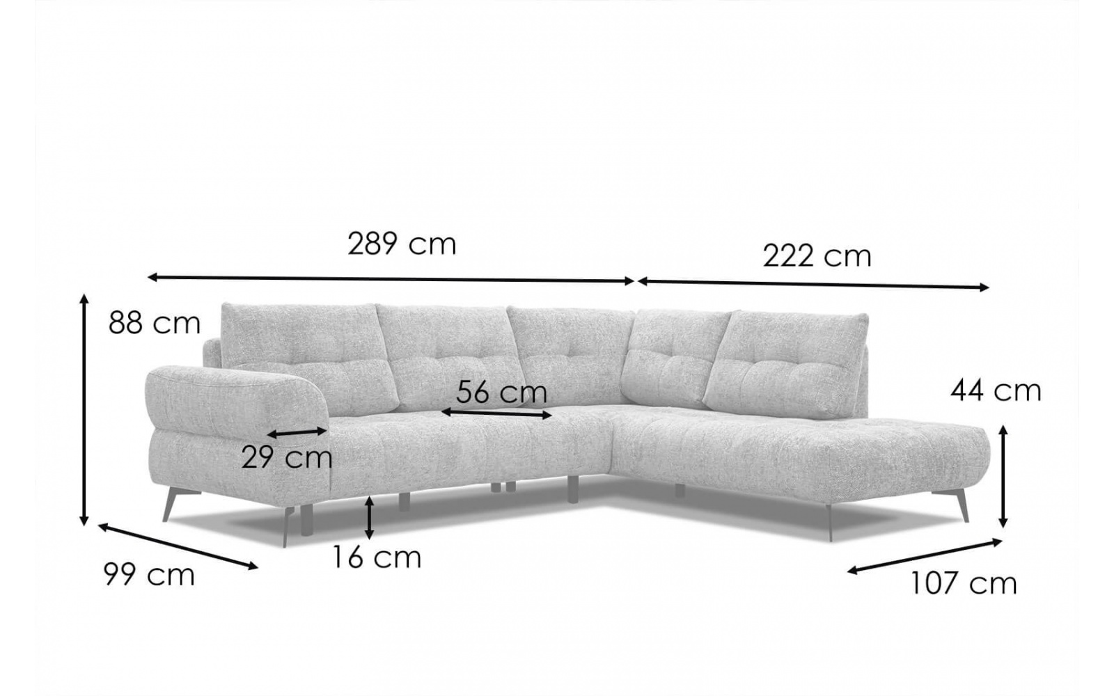 Ecksofa rechts 5-Sitzer SALVINI