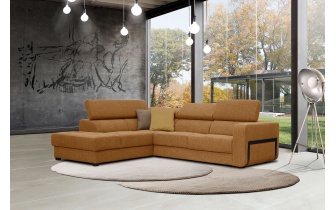 Ecksofa links mit verstellbaren Kopfstützen 5-Sitzer BERGO