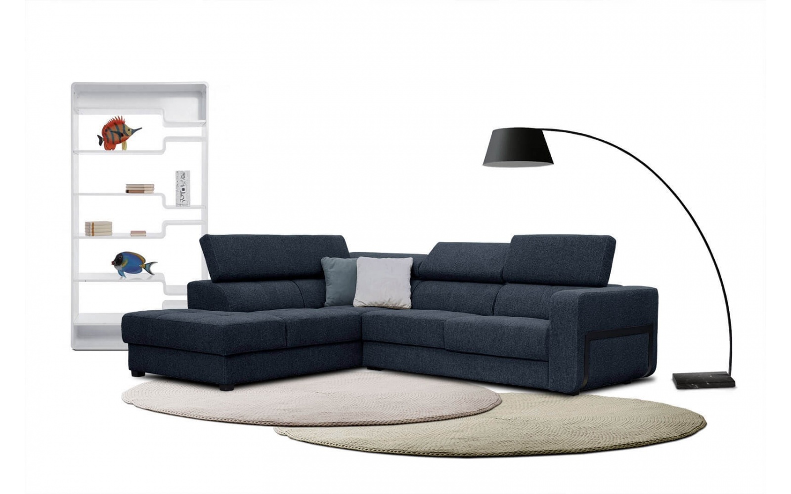 Ecksofa links mit verstellbaren Kopfstützen 5-Sitzer BERGO