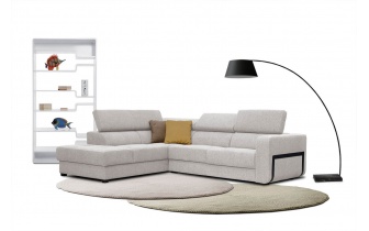 Ecksofa links mit verstellbaren Kopfstützen 5-Sitzer BERGO