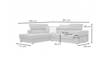 Ecksofa links mit verstellbaren Kopfstützen 5-Sitzer BERGO