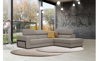 Ecksofa rechts mit verstellbaren Kopfstützen 5-Sitzer BERGO