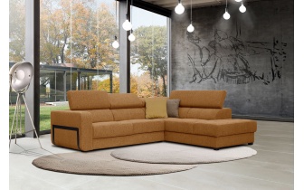 Ecksofa rechts mit verstellbaren Kopfstützen 5-Sitzer BERGO