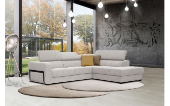 Ecksofa rechts mit verstellbaren Kopfstützen 5-Sitzer BERGO