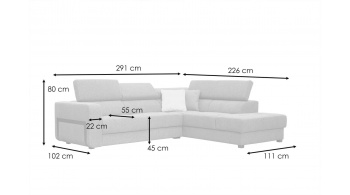 Ecksofa rechts mit verstellbaren Kopfstützen 5-Sitzer BERGO