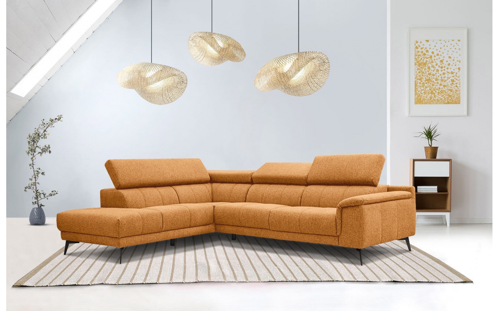 Ecksofa links mit verstellbaren Kopfstützen 5-Sitzer FIERO