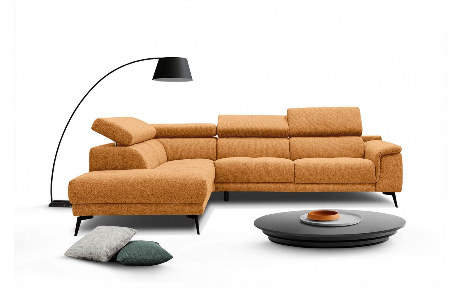 Ecksofa links mit verstellbaren Kopfstützen 5-Sitzer FIERO