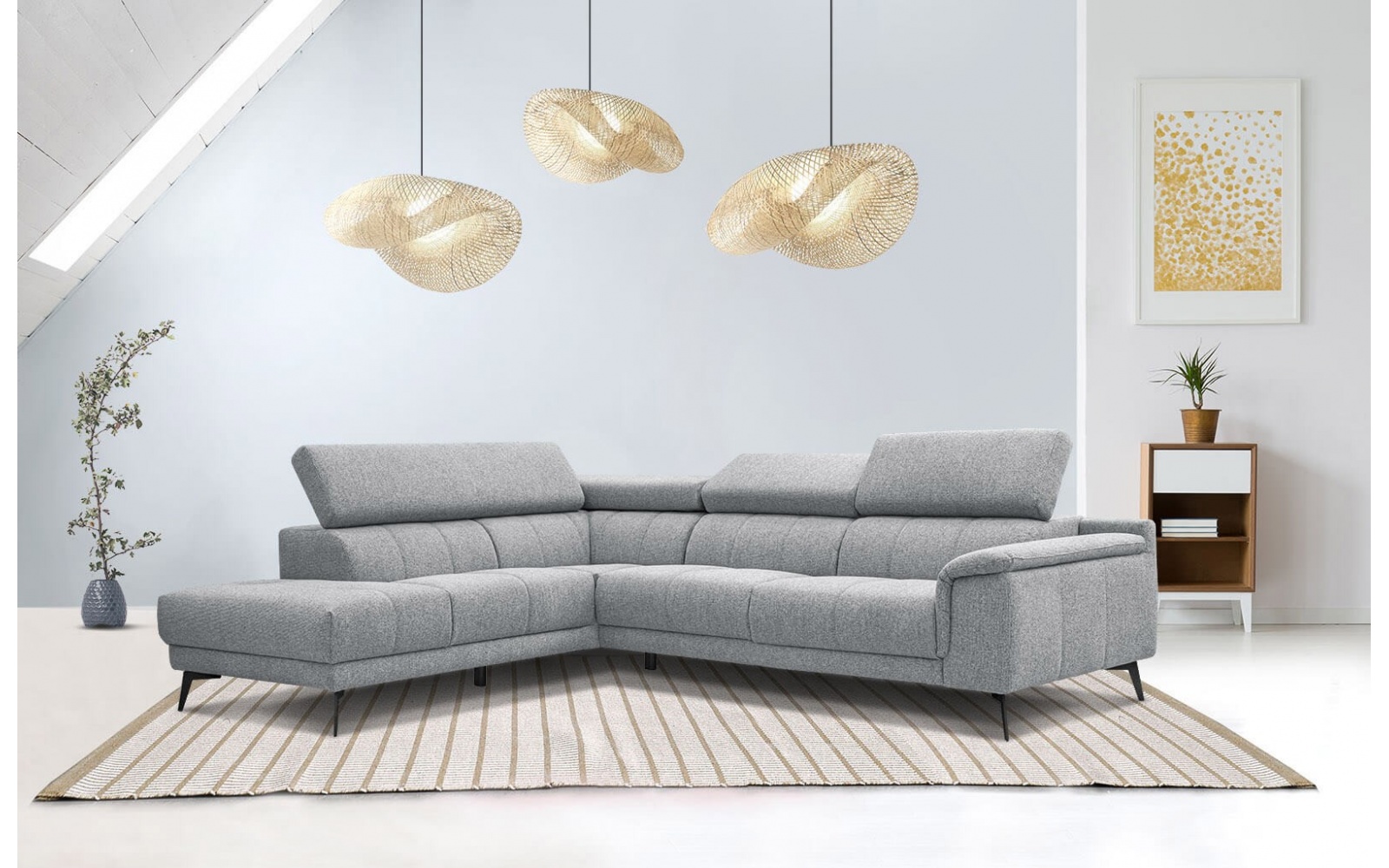 Ecksofa links mit verstellbaren Kopfstützen 5-Sitzer FIERO