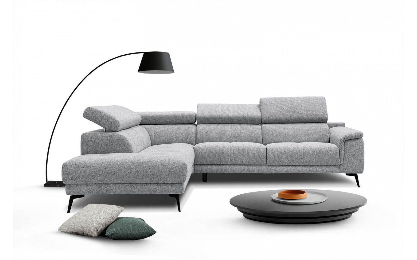 Ecksofa links mit verstellbaren Kopfstützen 5-Sitzer FIERO