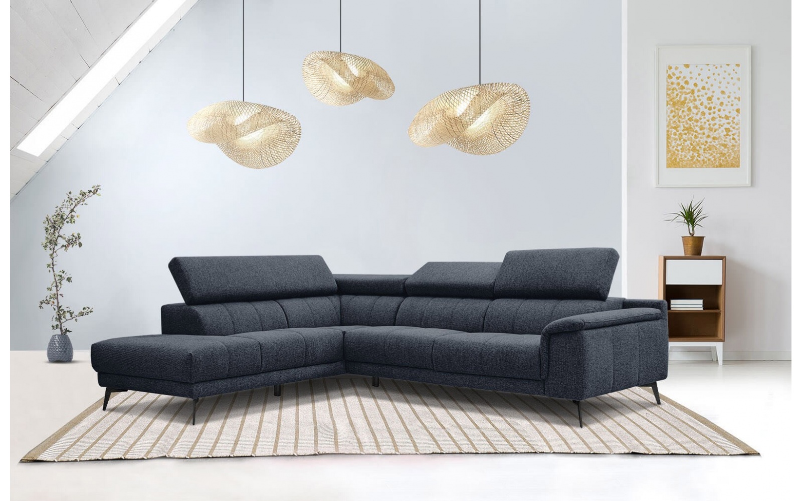 Ecksofa links mit verstellbaren Kopfstützen 5-Sitzer FIERO