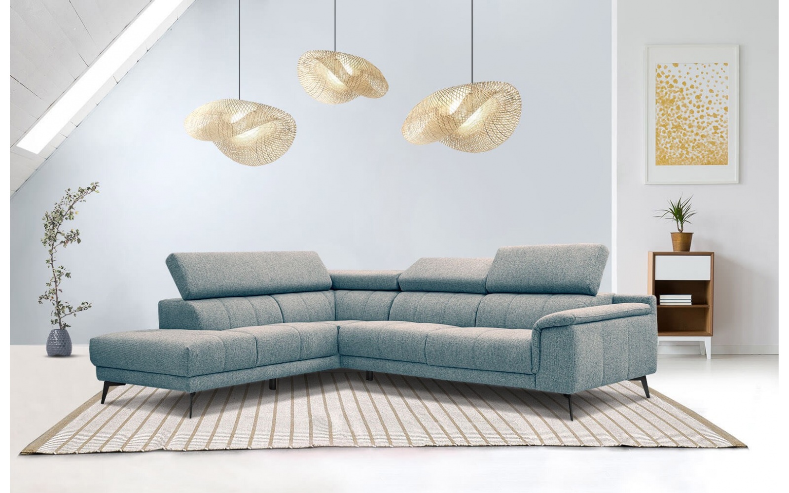 Ecksofa links mit verstellbaren Kopfstützen 5-Sitzer FIERO