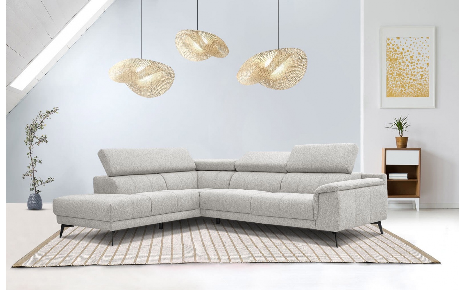 Ecksofa links mit verstellbaren Kopfstützen 5-Sitzer FIERO