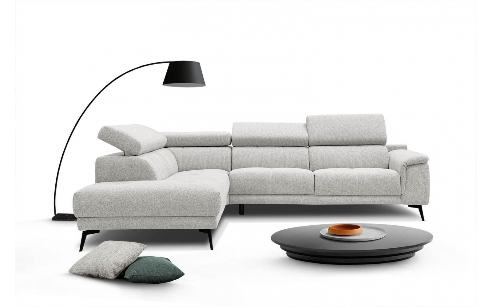 Ecksofa links mit verstellbaren Kopfstützen 5-Sitzer FIERO