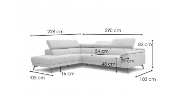 Ecksofa links mit verstellbaren Kopfstützen 5-Sitzer FIERO