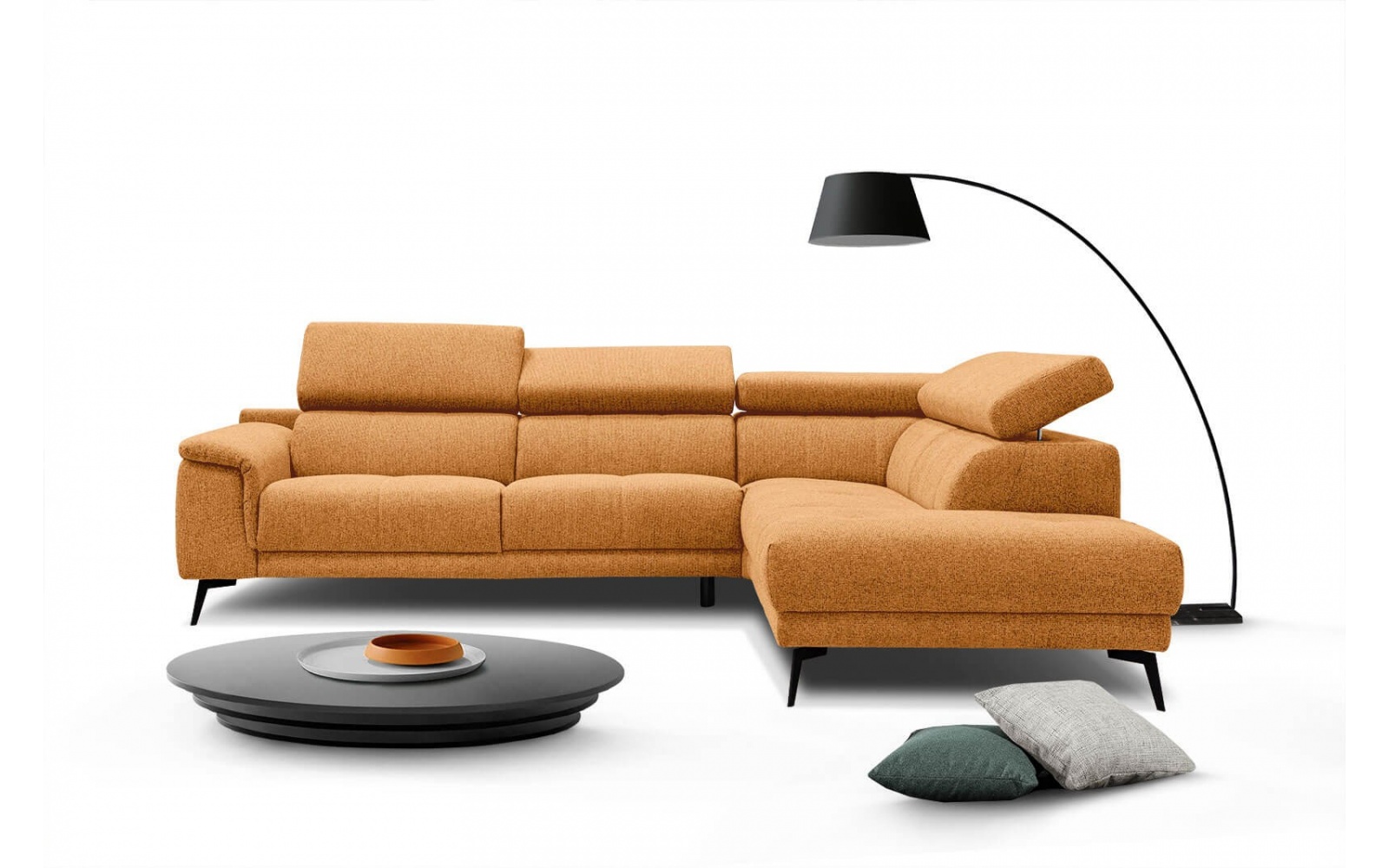 Ecksofa rechts mit verstellbaren Kopfstützen 5-Sitzer FIERO