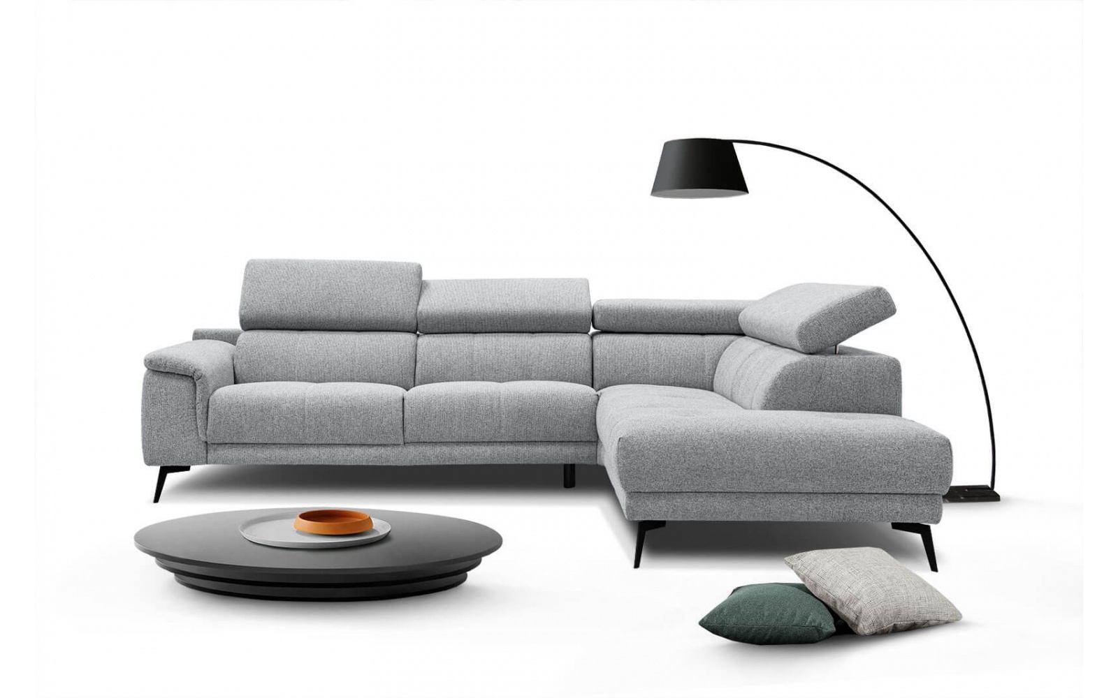 Ecksofa rechts mit verstellbaren Kopfstützen 5-Sitzer FIERO