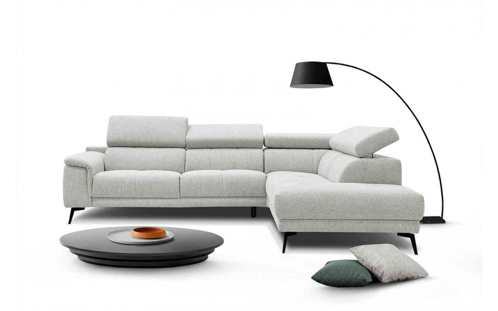 Ecksofa rechts mit verstellbaren Kopfstützen 5-Sitzer FIERO