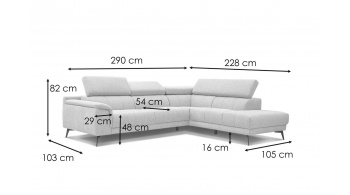 Ecksofa rechts mit verstellbaren Kopfstützen 5-Sitzer FIERO