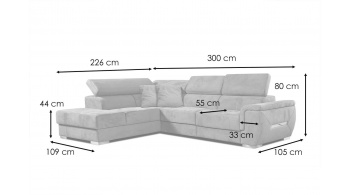 Ecksofa links mit verstellbaren Kopfstützen 5-Sitzer KELTE