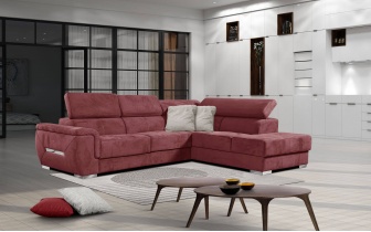 Ecksofa rechts mit verstellbaren Kopfstützen 5-Sitzer KELTE