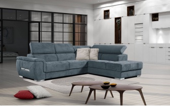 Ecksofa rechts mit verstellbaren Kopfstützen 5-Sitzer KELTE