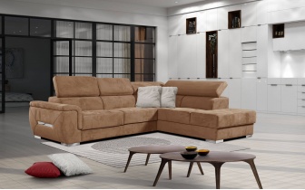 Ecksofa rechts mit verstellbaren Kopfstützen 5-Sitzer KELTE