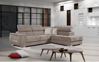Ecksofa rechts mit verstellbaren Kopfstützen 5-Sitzer KELTE