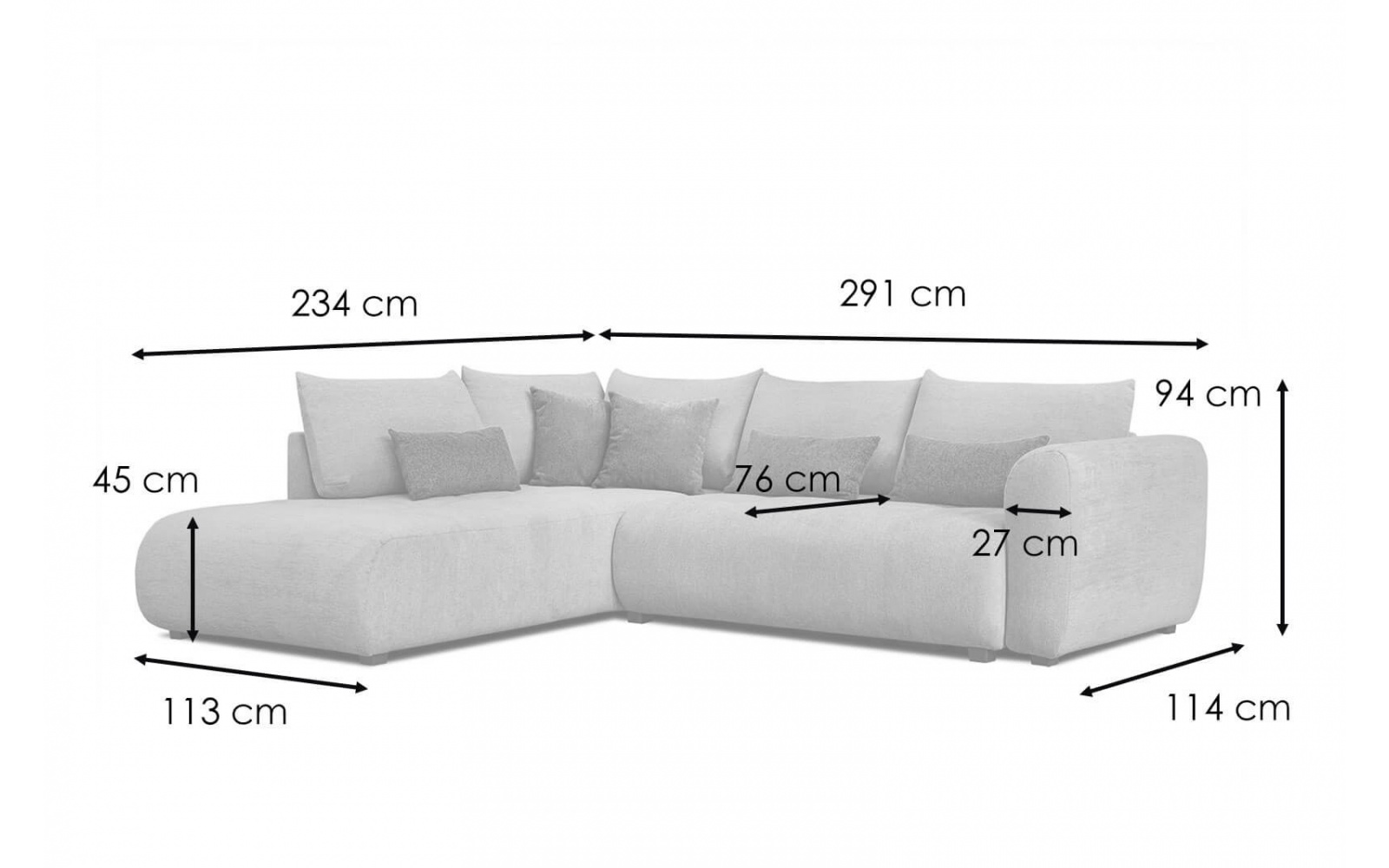 Ecksofa links mit Schlaffunktion 5-Sitzer SORENO