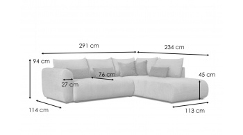 Ecksofa rechts mit Schlaffunktion 5-Sitzer SORENO