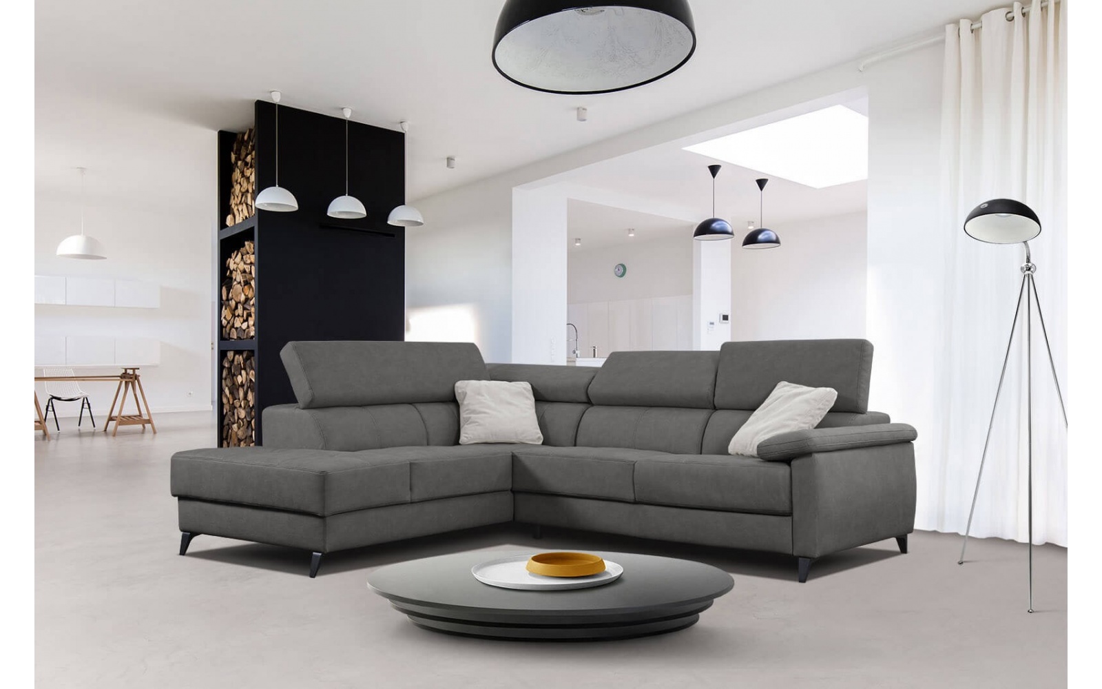 Ecksofa links mit verstellbaren Kopfstützen 5-Sitzer TAUNUS