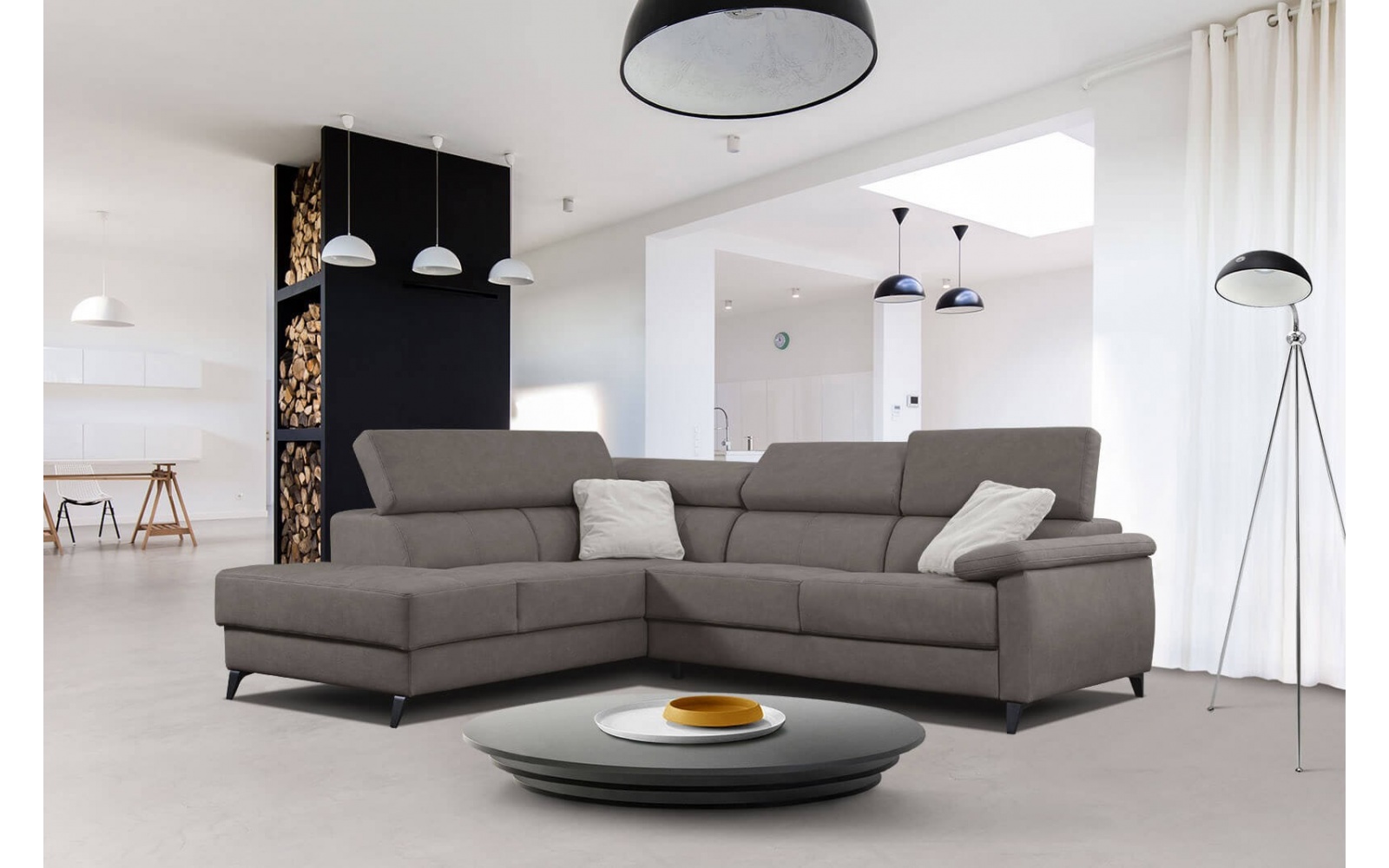 Ecksofa links mit verstellbaren Kopfstützen 5-Sitzer TAUNUS