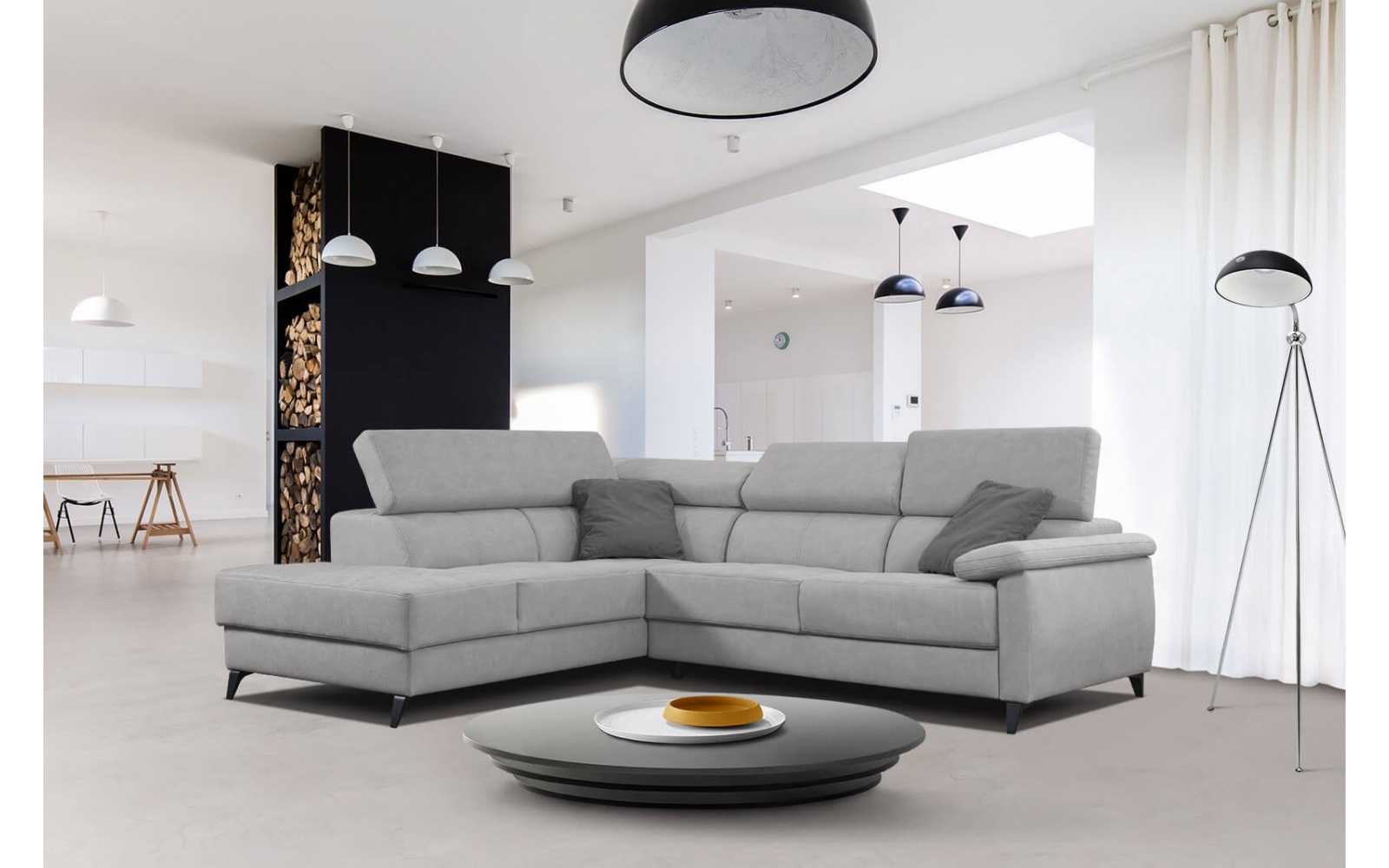 Ecksofa links mit verstellbaren Kopfstützen 5-Sitzer TAUNUS