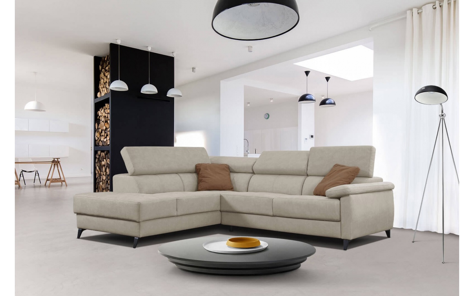 Ecksofa links mit verstellbaren Kopfstützen 5-Sitzer TAUNUS