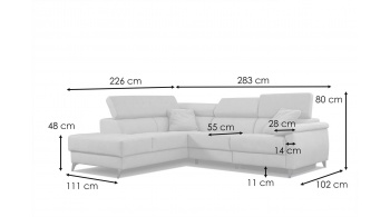 Ecksofa links mit verstellbaren Kopfstützen 5-Sitzer TAUNUS