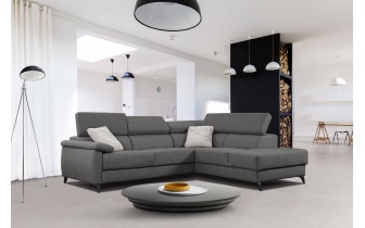 Ecksofa rechts mit verstellbaren Kopfstützen 5-Sitzer TAUNUS