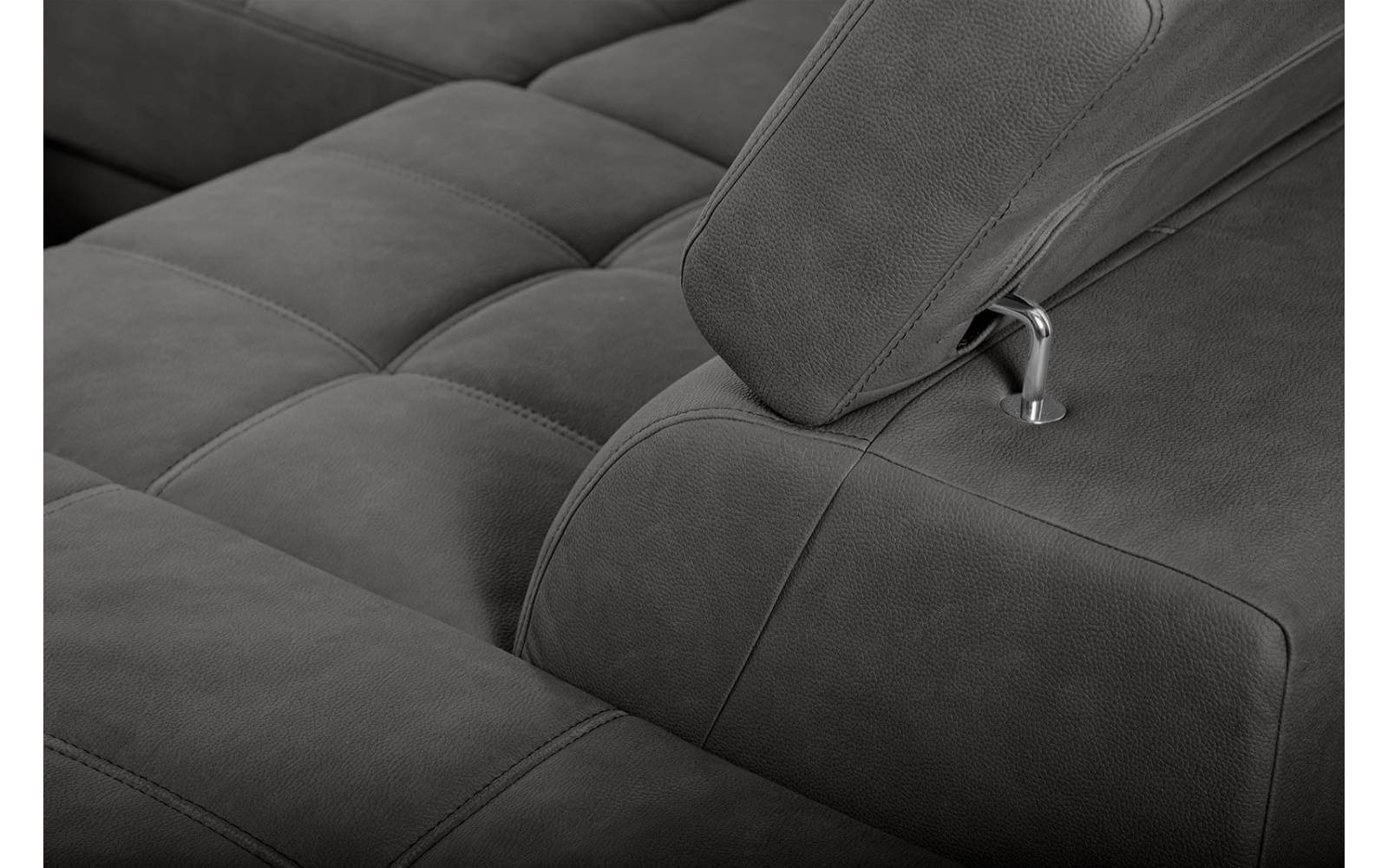 Ecksofa rechts mit verstellbaren Kopfstützen 5-Sitzer TAUNUS