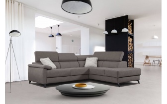 Ecksofa rechts mit verstellbaren Kopfstützen 5-Sitzer TAUNUS