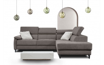 Ecksofa rechts mit verstellbaren Kopfstützen 5-Sitzer TAUNUS