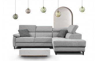 Ecksofa rechts mit verstellbaren Kopfstützen 5-Sitzer TAUNUS