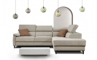 Ecksofa rechts mit verstellbaren Kopfstützen 5-Sitzer TAUNUS