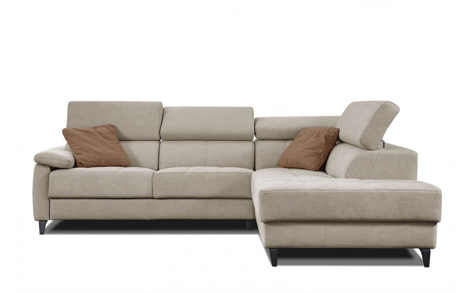 Ecksofa rechts mit verstellbaren Kopfstützen 5-Sitzer TAUNUS