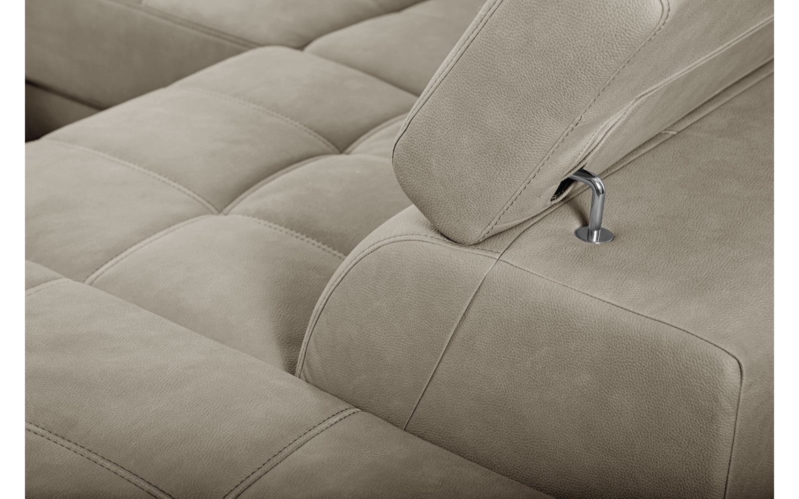 Ecksofa rechts mit verstellbaren Kopfstützen 5-Sitzer TAUNUS