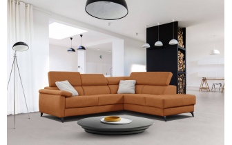 Ecksofa rechts mit verstellbaren Kopfstützen 5-Sitzer TAUNUS