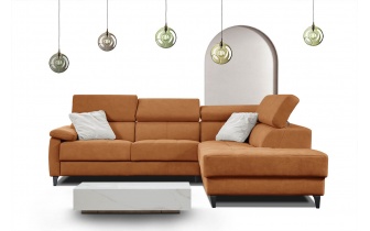 Ecksofa rechts mit verstellbaren Kopfstützen 5-Sitzer TAUNUS