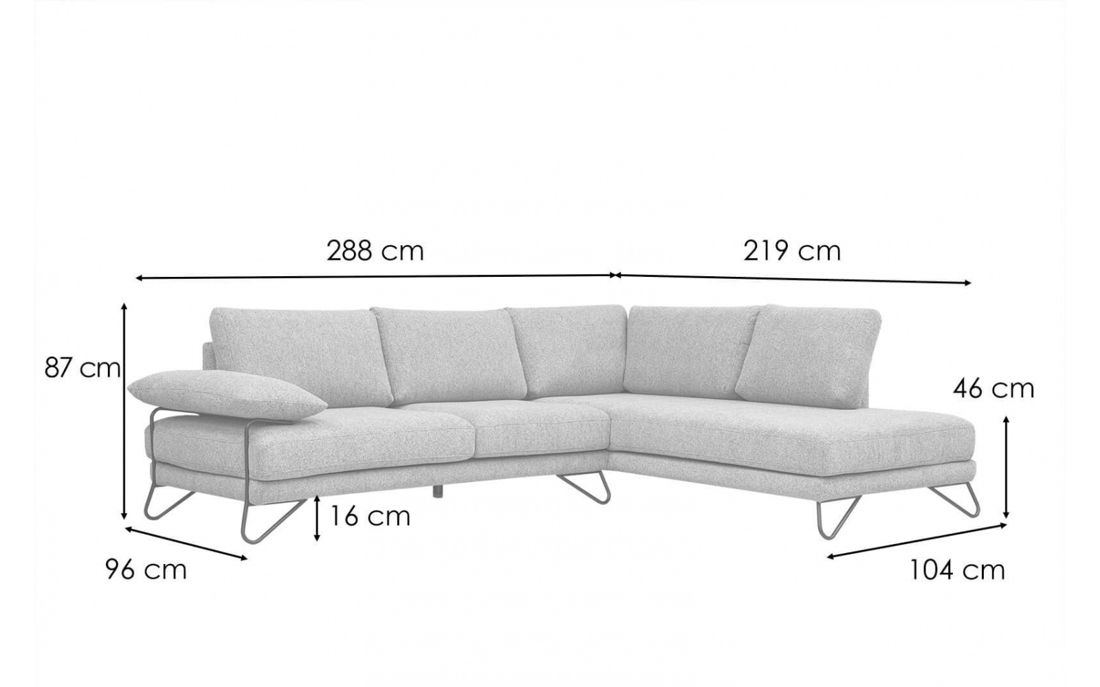 Ecksofa rechts 5-Sitzer LORI